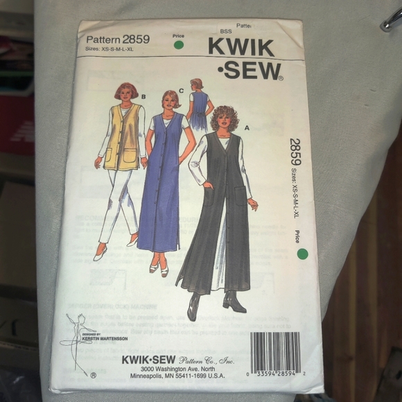 🗺️ Kwik Sew 2859, 90's Sewing Pattern, Misses' Vests & Jumper, Size XS-XL, Rare - Picture 7 of 12